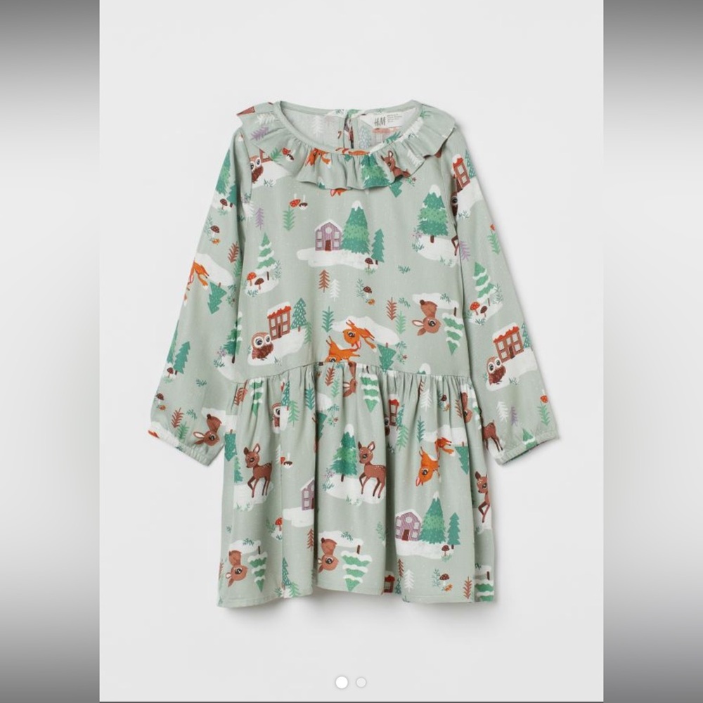 TWIN GIRLS woodland animals winter dress